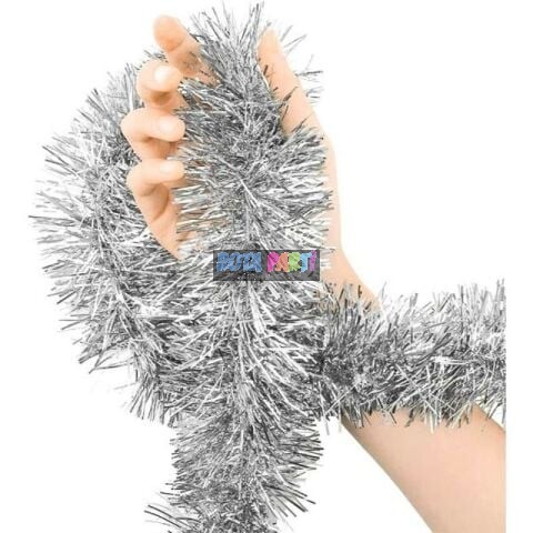 2 Mt Metalize Gümüş Sim Süs 6,5cm