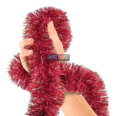 2 Mt Metalize Kırmızı Sim Süs 6,5cm