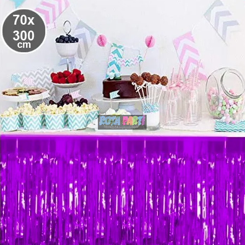Mor Püsküllü Masa Eteği 70*300 cm