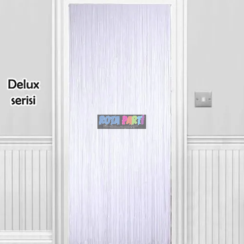 Beyaz Işıltılı Duvar Kapı Perdesi Arka Fon 90x200 cm